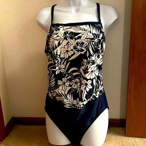 Costa del Sol Navy Floral One Piece Swimsuit. Size 16.